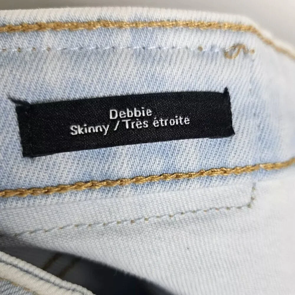 Frank & Oak Debbie Blue Skinny Jeans Mid-Rise Denim Light Wash Womens Size 27